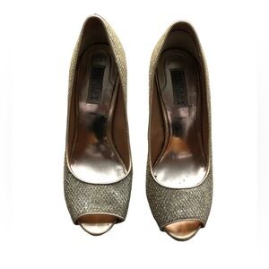Badgley Miscka gold shimmery heels